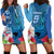 Custom Polynesian Fiji Hoodie Dress Shark and Hibiscus Tapa Pattern Blue Version LT03 - Polynesian Pride