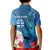 Custom Polynesian Fiji Kid Polo Shirt Shark and Hibiscus Tapa Pattern Blue Version LT03 - Polynesian Pride