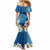 Custom Polynesian Fiji Mermaid Dress Shark and Hibiscus Tapa Pattern Blue Version LT03 - Polynesian Pride