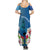 Custom Polynesian Fiji Summer Maxi Dress Shark and Hibiscus Tapa Pattern Blue Version LT03 - Polynesian Pride