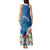 Custom Polynesian Fiji Tank Maxi Dress Shark and Hibiscus Tapa Pattern Blue Version LT03 - Polynesian Pride