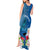 Custom Polynesian Fiji Tank Maxi Dress Shark and Hibiscus Tapa Pattern Blue Version LT03 - Polynesian Pride