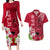 Polynesian Fiji Couples Matching Long Sleeve Bodycon Dress and Hawaiian Shirt Shark and Hibiscus Tapa Pattern Red Version LT03 Red - Polynesian Pride