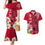 Polynesian Fiji Couples Matching Mermaid Dress and Hawaiian Shirt Shark and Hibiscus Tapa Pattern Red Version LT03 Red - Polynesian Pride