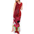 Polynesian Fiji Tank Maxi Dress Shark and Hibiscus Tapa Pattern Red Version LT03 - Polynesian Pride