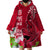 Polynesian Fiji Wearable Blanket Hoodie Shark and Hibiscus Tapa Pattern Red Version LT03 - Polynesian Pride