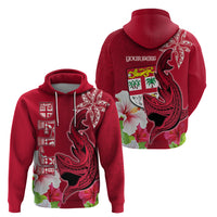 Custom Polynesian Fiji Hoodie Shark and Hibiscus Tapa Pattern Red Version LT03 - Polynesian Pride