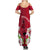 Custom Polynesian Fiji Summer Maxi Dress Shark and Hibiscus Tapa Pattern Red Version LT03 - Polynesian Pride