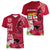 Custom Polynesian Fiji Women V Neck T Shirt Shark and Hibiscus Tapa Pattern Red Version LT03 - Polynesian Pride