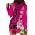 Polynesian Fiji Hoodie Dress Shark and Hibiscus Tapa Pattern Purple Version LT03 - Polynesian Pride