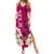 Polynesian Fiji Summer Maxi Dress Shark and Hibiscus Tapa Pattern Purple Version LT03 Women Pink - Polynesian Pride