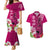 Custom Polynesian Fiji Couples Matching Mermaid Dress and Hawaiian Shirt Shark and Hibiscus Tapa Pattern Purple Version LT03 Pink - Polynesian Pride