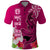 Custom Polynesian Fiji Polo Shirt Shark and Hibiscus Tapa Pattern Purple Version LT03 Pink - Polynesian Pride