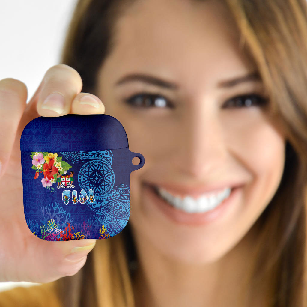 Fiji Day AirPods Case Coral Reef with Tapa Motifs and Hibiscus Ocean Vibe LT03 - Polynesian Pride