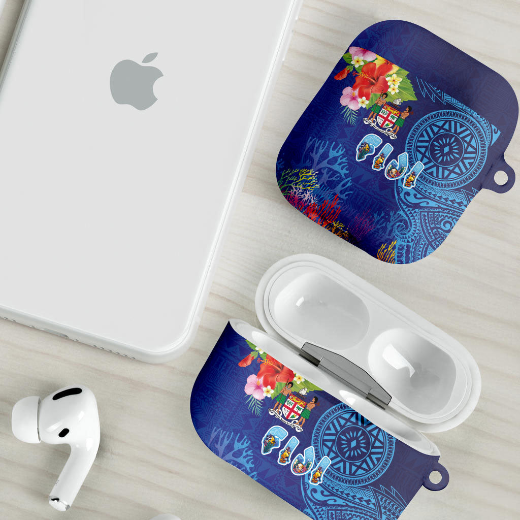 Fiji Day AirPods Case Coral Reef with Tapa Motifs and Hibiscus Ocean Vibe LT03 - Polynesian Pride