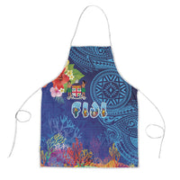 Fiji Day Apron Coral Reef with Tapa Motifs and Hibiscus Ocean Vibe LT03 Blue - Polynesian Pride