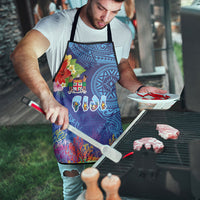 Fiji Day Apron Coral Reef with Tapa Motifs and Hibiscus Ocean Vibe LT03 - Polynesian Pride