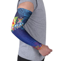 Fiji Day Arm Sleeves Coral Reef with Tapa Motifs and Hibiscus Ocean Vibe LT03 - Polynesian Pride