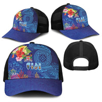 Fiji Day Baseball Net Cap Coral Reef with Tapa Motifs and Hibiscus Ocean Vibe LT03 - Polynesian Pride