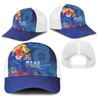 Fiji Day Baseball Net Cap Coral Reef with Tapa Motifs and Hibiscus Ocean Vibe LT03 - Polynesian Pride