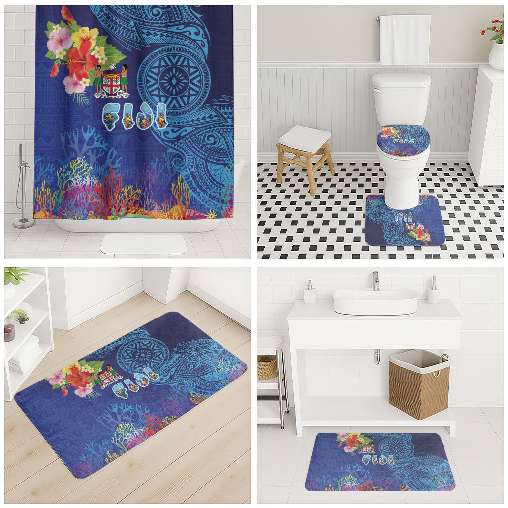 Fiji Day Bathroom Set Coral Reef with Tapa Motifs and Hibiscus Ocean Vibe LT03 - Polynesian Pride