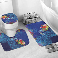 Fiji Day Bathroom Set Coral Reef with Tapa Motifs and Hibiscus Ocean Vibe LT03 Mat Set Only (3 pcs) One Size Blue - Polynesian Pride