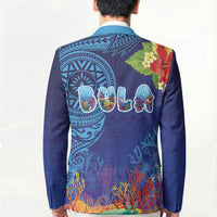 Fiji Day Blazer Coral Reef with Tapa Motifs and Hibiscus Ocean Vibe LT03 - Polynesian Pride