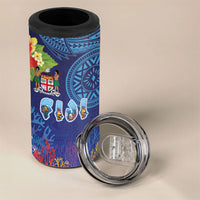 Fiji Day 4 in 1 Can Cooler Tumbler Coral Reef with Tapa Motifs and Hibiscus Ocean Vibe LT03 - Polynesian Pride