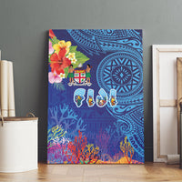 Fiji Day Canvas Wall Art Coral Reef with Tapa Motifs and Hibiscus Ocean Vibe LT03 - Polynesian Pride
