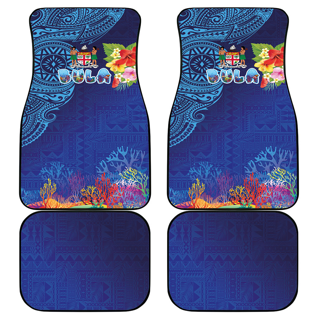 Fiji Day Car Mats Coral Reef with Tapa Motifs and Hibiscus Ocean Vibe LT03 - Polynesian Pride