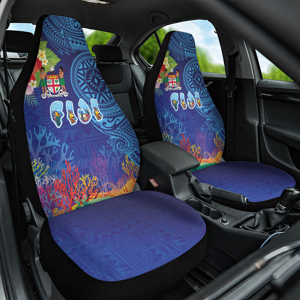 Fiji Day Car Seat Cover Coral Reef with Tapa Motifs and Hibiscus Ocean Vibe LT03 One Size Blue - Polynesian Pride