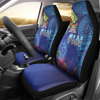 Fiji Day Car Seat Cover Coral Reef with Tapa Motifs and Hibiscus Ocean Vibe LT03 - Polynesian Pride