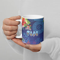 Fiji Day Ceramic Mug Coral Reef with Tapa Motifs and Hibiscus Ocean Vibe LT03 - Polynesian Pride