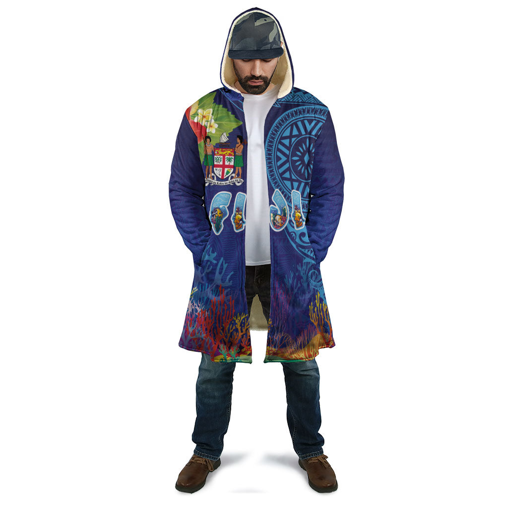 Fiji Day Cloak Coral Reef with Tapa Motifs and Hibiscus Ocean Vibe LT03 - Polynesian Pride