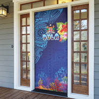 Fiji Day Door Cover Coral Reef with Tapa Motifs and Hibiscus Ocean Vibe LT03 - Polynesian Pride
