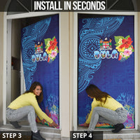 Fiji Day Door Cover Coral Reef with Tapa Motifs and Hibiscus Ocean Vibe LT03 - Polynesian Pride
