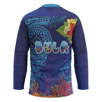 Fiji Day Hockey Jersey Coral Reef with Tapa Motifs and Hibiscus Ocean Vibe LT03 - Polynesian Pride
