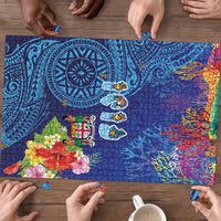 Fiji Day Puzzle Coral Reef with Tapa Motifs and Hibiscus Ocean Vibe LT03 - Polynesian Pride