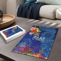 Fiji Day Puzzle Coral Reef with Tapa Motifs and Hibiscus Ocean Vibe LT03 - Polynesian Pride