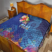 Fiji Day Quilt Coral Reef with Tapa Motifs and Hibiscus Ocean Vibe LT03 - Polynesian Pride