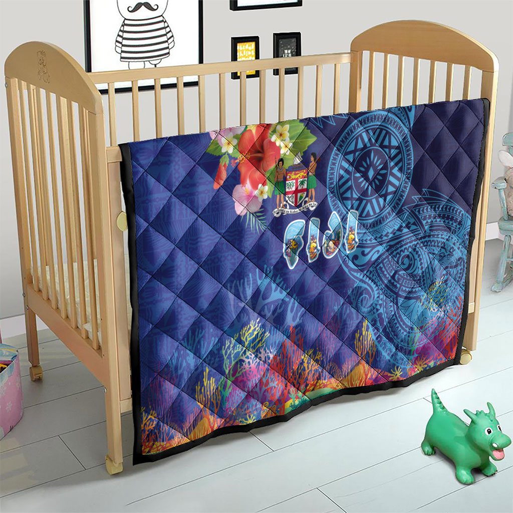 Fiji Day Quilt Coral Reef with Tapa Motifs and Hibiscus Ocean Vibe LT03 - Polynesian Pride