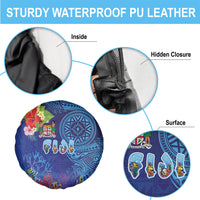Fiji Day Spare Tire Cover Coral Reef with Tapa Motifs and Hibiscus Ocean Vibe LT03 - Polynesian Pride