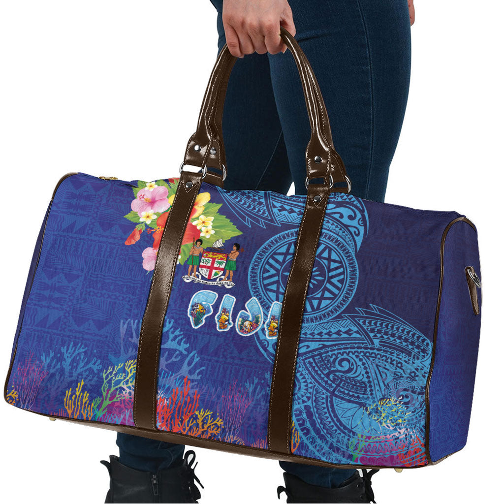 Fiji Day Travel Bag Coral Reef with Tapa Motifs and Hibiscus Ocean Vibe LT03 - Polynesian Pride