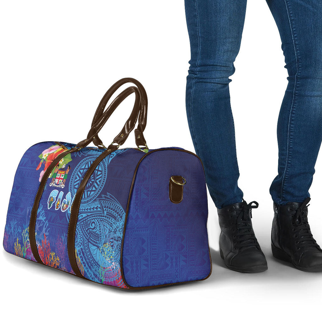 Fiji Day Travel Bag Coral Reef with Tapa Motifs and Hibiscus Ocean Vibe LT03 - Polynesian Pride