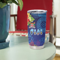 Fiji Day Tumbler Cup Coral Reef with Tapa Motifs and Hibiscus Ocean Vibe LT03 - Polynesian Pride