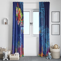 Fiji Day Window Curtain Coral Reef with Tapa Motifs and Hibiscus Ocean Vibe LT03 - Polynesian Pride