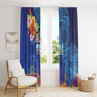 Fiji Day Window Curtain Coral Reef with Tapa Motifs and Hibiscus Ocean Vibe LT03 - Polynesian Pride