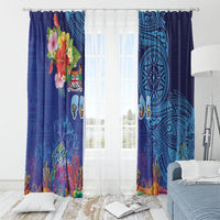 Fiji Day Window Curtain Coral Reef with Tapa Motifs and Hibiscus Ocean Vibe LT03 - Polynesian Pride