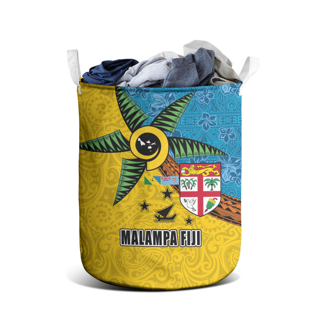 Malampa Fiji Day Laundry Basket Tapa and Melanesian Patterns with Coat of Arms LT03 - Polynesian Pride