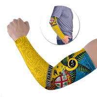 Malampa Fiji Day Arm Sleeves Tapa and Melanesian Patterns with Coat of Arms LT03 Set of 2 Multicolor - Polynesian Pride